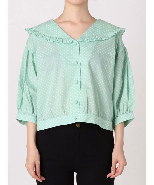 merry jenny（メリージェニー）の「ドットフリルカラーブラウス（シャツ/ブラウス・レディース・オフホワイト/ブラック/ミント・FREE）」の10枚目の写真