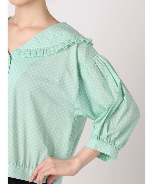 merry jenny（メリージェニー）の「ドットフリルカラーブラウス（シャツ/ブラウス・レディース・オフホワイト/ブラック/ミント・FREE）」の9枚目の写真