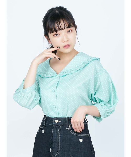 merry jenny（メリージェニー）の「ドットフリルカラーブラウス（シャツ/ブラウス・レディース・オフホワイト/ブラック/ミント・FREE）」の22枚目の写真