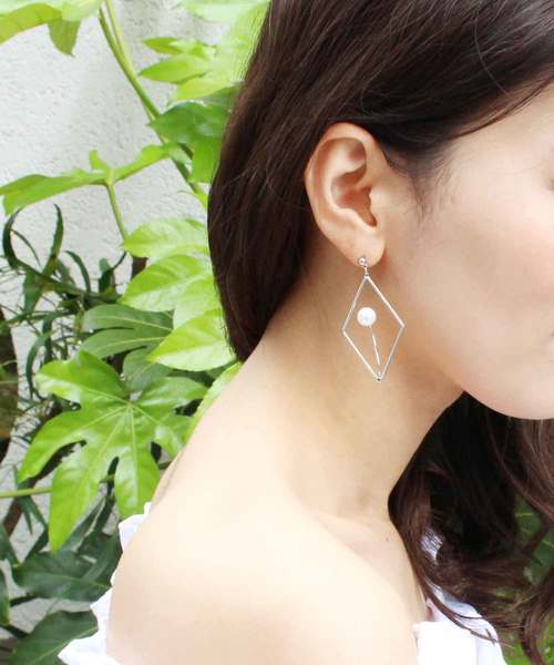 ダイヤフレームパール イヤリング 結婚式 パーティー パーティ 二次会 アクセ アクセサリー