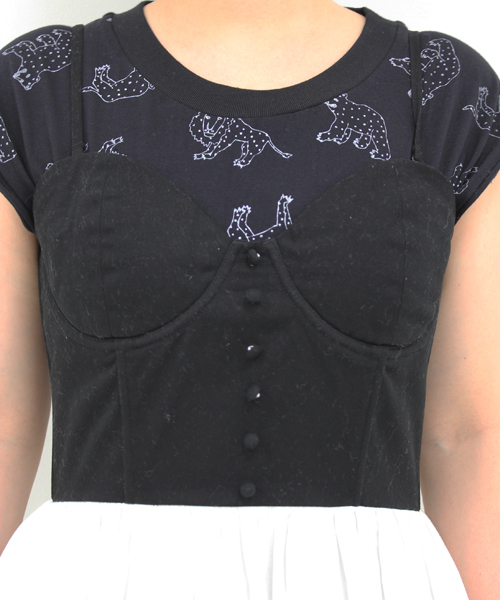 i（アイ）の「【i】　配色コルセットOP（ワンピース・レディース・ホワイト/ブラック・FREE）」の6枚目の写真