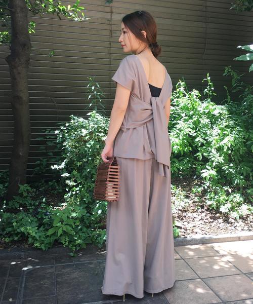 Banner Barrett（バナーバレット）の「BACK RIBBON JERSEY SET UP/バックリボン　ジャージーセットアップ（つなぎ/オールインワン・レディース・ブラック/ブラウン/ベージュ/カーキ・38）」の7枚目の写真