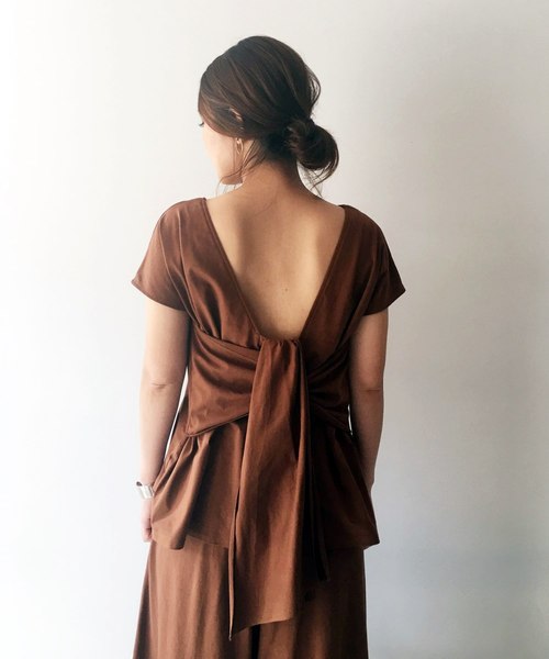 Banner Barrett（バナーバレット）の「BACK RIBBON JERSEY SET UP/バックリボン　ジャージーセットアップ（つなぎ/オールインワン・レディース・ブラック/ブラウン/ベージュ/カーキ・38）」の9枚目の写真