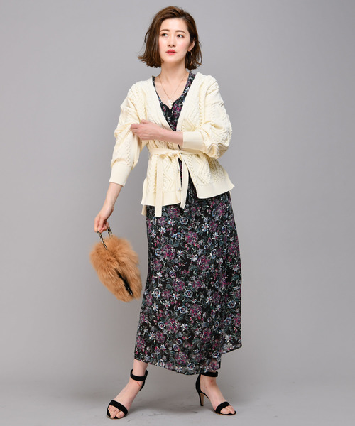 RIVE DROITE（リヴドロワ）の「サッシュ付ケーブルカーディガン（カーディガン/ボレロ・レディース・オフホワイト/ブラック・FREE）」の5枚目の写真