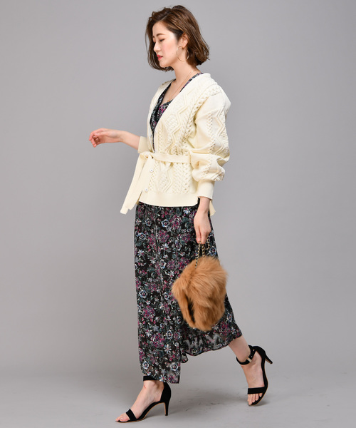 RIVE DROITE（リヴドロワ）の「サッシュ付ケーブルカーディガン（カーディガン/ボレロ・レディース・オフホワイト/ブラック・FREE）」の6枚目の写真