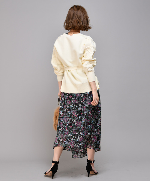 RIVE DROITE（リヴドロワ）の「サッシュ付ケーブルカーディガン（カーディガン/ボレロ・レディース・オフホワイト/ブラック・FREE）」の7枚目の写真