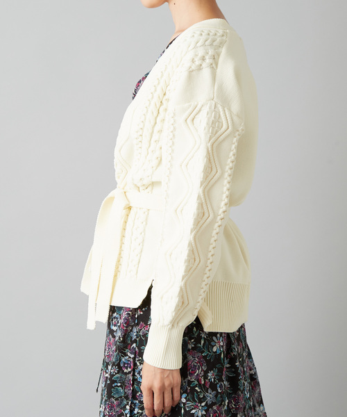 RIVE DROITE（リヴドロワ）の「サッシュ付ケーブルカーディガン（カーディガン/ボレロ・レディース・オフホワイト/ブラック・FREE）」の15枚目の写真