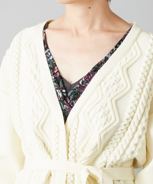 RIVE DROITE（リヴドロワ）の「サッシュ付ケーブルカーディガン（カーディガン/ボレロ・レディース・オフホワイト/ブラック・FREE）」の16枚目の写真