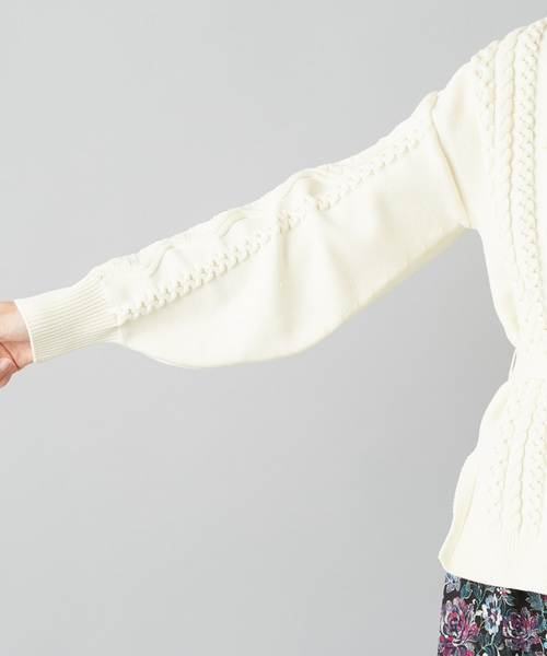 RIVE DROITE（リヴドロワ）の「サッシュ付ケーブルカーディガン（カーディガン/ボレロ・レディース・オフホワイト/ブラック・FREE）」の18枚目の写真