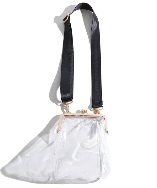 WEGO（ウィゴー）の「WEGO/がま口ショルダーバッグ（ショルダーバッグ・レディース・ブラック/ホワイト系その他/シルバー・FREE）」の4枚目の写真