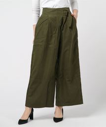 ピーチツイルフロントアシンメトリーハイウエストワイドパンツ