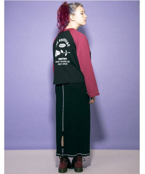 Candy Stripper（キャンディストリッパー）の「CANDY CLUB RAGLAN トップ（Tシャツ/カットソー・レディース・ブラック/オフホワイト/イエロー・2）」の4枚目の写真