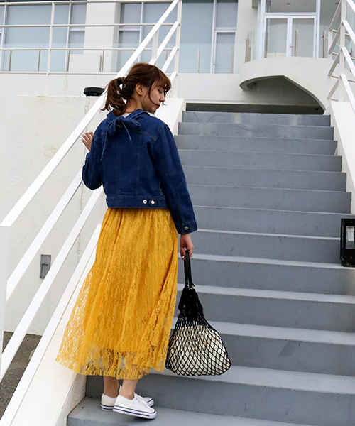 MARBLE WALTS(マーブルワルツ)の「デニム後ろリボンGジャン(デニムジャケット・レディース・インディゴブルー/ブルー・M/L)」の7枚目の写真