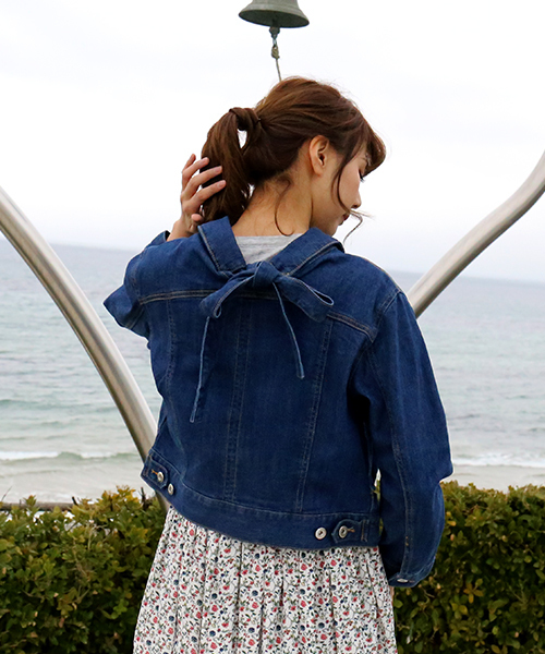 MARBLE WALTS(マーブルワルツ)の「デニム後ろリボンGジャン(デニムジャケット・レディース・インディゴブルー/ブルー・M/L)」の11枚目の写真