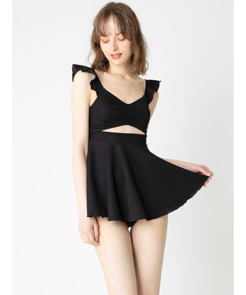 dazzlin（ダズリン）の「フリルショルダーワンピース【水着】（水着・レディース・ブラック/ピンク/ブルー・FREE）」の3枚目の写真