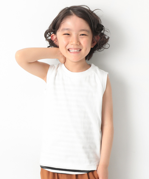 devirock(デビロック)の「ボックスタンクトップ(タンクトップ・キッズ・ホワイト/テラコッタ/スミクロ/カーキ・130cm/160cm/110cm/150cm/120cm/100cm/140cm)」の2枚目の写真