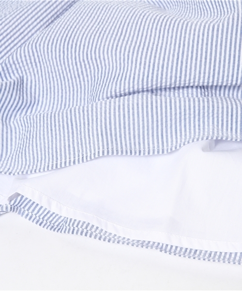 Ray BEAMS(レイビームス)の「◎○Ray BEAMS / サッカーストライプ ギャザーワンピース(ワンピース・レディース・ホワイト/ブルー系その他・0/1)」の12枚目の写真