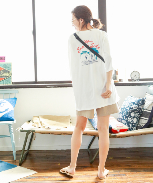 BAYFLOW(ベイフロー)の「カリフォルニアコットン BIG Tシャツ(Tシャツ/カットソー・レディース・ホワイト/チャコール/イエロー・FREE)」の7枚目の写真