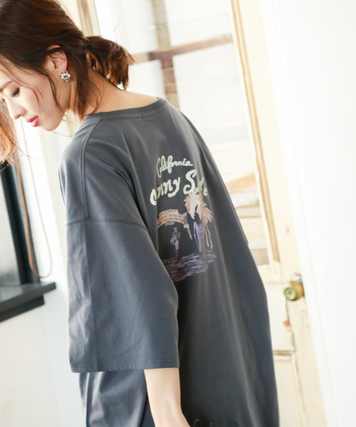 BAYFLOW(ベイフロー)の「カリフォルニアコットン BIG Tシャツ(Tシャツ/カットソー・レディース・ホワイト/チャコール/イエロー・FREE)」の8枚目の写真