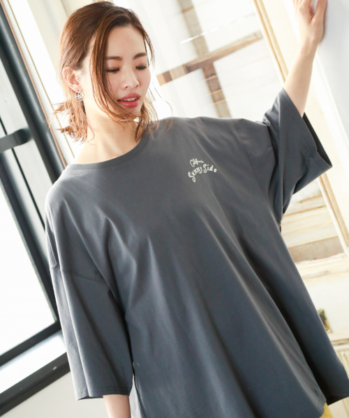BAYFLOW(ベイフロー)の「カリフォルニアコットン BIG Tシャツ(Tシャツ/カットソー・レディース・ホワイト/チャコール/イエロー・FREE)」の9枚目の写真
