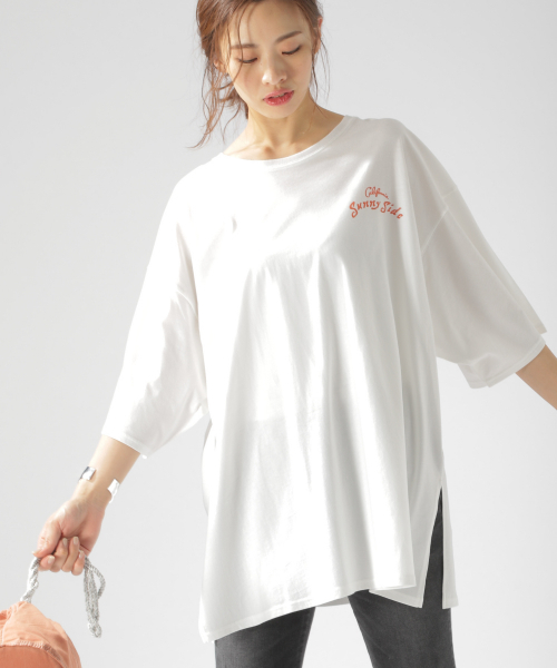 BAYFLOW(ベイフロー)の「カリフォルニアコットン BIG Tシャツ(Tシャツ/カットソー・レディース・ホワイト/チャコール/イエロー・FREE)」の12枚目の写真