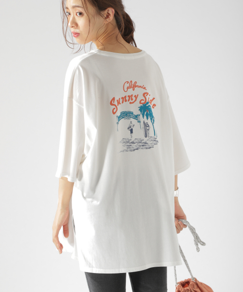 BAYFLOW(ベイフロー)の「カリフォルニアコットン BIG Tシャツ(Tシャツ/カットソー・レディース・ホワイト/チャコール/イエロー・FREE)」の13枚目の写真