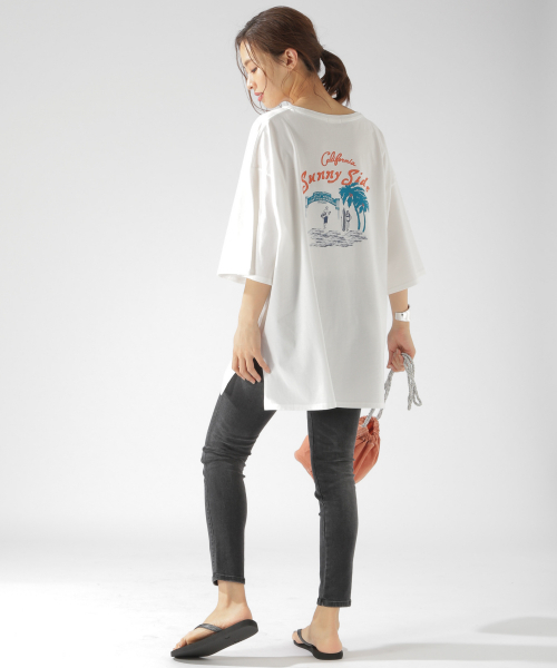 BAYFLOW(ベイフロー)の「カリフォルニアコットン BIG Tシャツ(Tシャツ/カットソー・レディース・ホワイト/チャコール/イエロー・FREE)」の14枚目の写真
