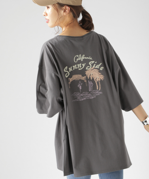 BAYFLOW(ベイフロー)の「カリフォルニアコットン BIG Tシャツ(Tシャツ/カットソー・レディース・ホワイト/チャコール/イエロー・FREE)」の16枚目の写真