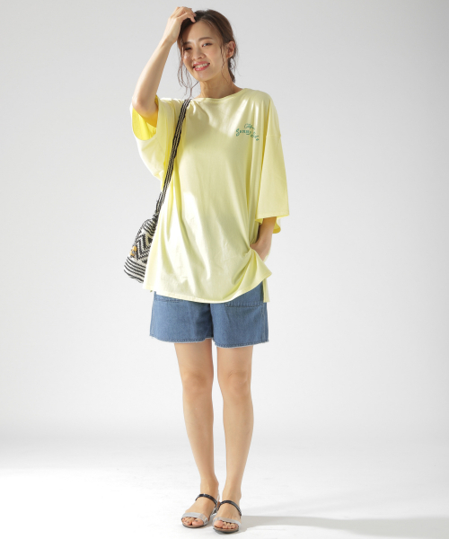 BAYFLOW(ベイフロー)の「カリフォルニアコットン BIG Tシャツ(Tシャツ/カットソー・レディース・ホワイト/チャコール/イエロー・FREE)」の19枚目の写真