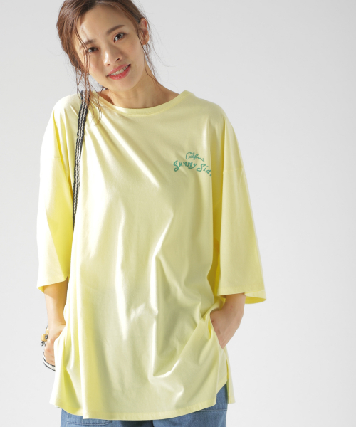 BAYFLOW(ベイフロー)の「カリフォルニアコットン BIG Tシャツ(Tシャツ/カットソー・レディース・ホワイト/チャコール/イエロー・FREE)」の21枚目の写真