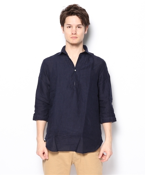 SHIPS(シップス)の「SC: 7スリーブ リネン ソリッド カプリシャツ(シャツ/ブラウス・メンズ・ホワイト/ネイビー・SMALL/MEDIUM/LARGE/X-LARGE)」の3枚目の写真