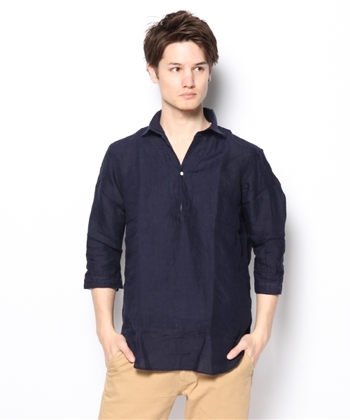 SHIPS(シップス)の「SC: 7スリーブ リネン ソリッド カプリシャツ(シャツ/ブラウス・メンズ・ホワイト/ネイビー・SMALL/MEDIUM/LARGE/X-LARGE)」の5枚目の写真