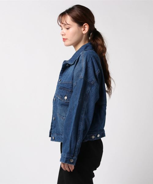 ENVYM（アンビー）の「ＢＩＧポケットデニムＪＫ（デニムジャケット・レディース・ブルー/カモフラージュ・FREE）」の4枚目の写真