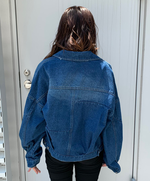 ENVYM（アンビー）の「ＢＩＧポケットデニムＪＫ（デニムジャケット・レディース・ブルー/カモフラージュ・FREE）」の10枚目の写真