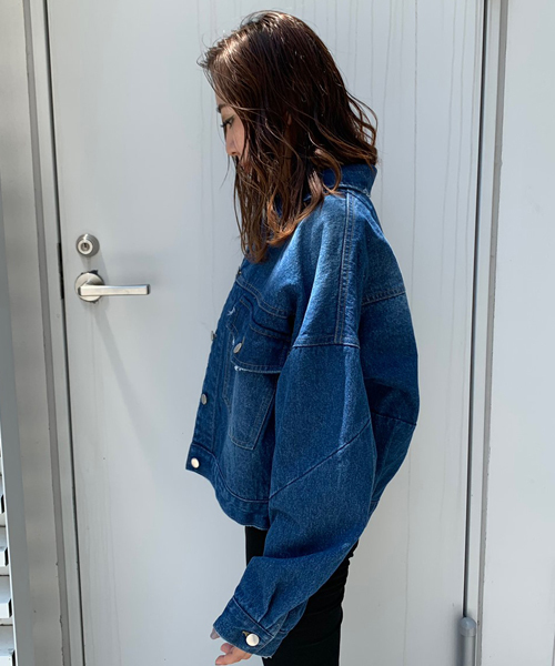 ENVYM（アンビー）の「ＢＩＧポケットデニムＪＫ（デニムジャケット・レディース・ブルー/カモフラージュ・FREE）」の11枚目の写真