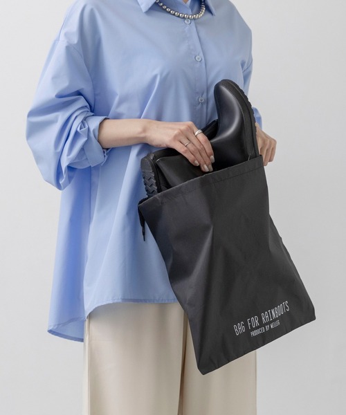 menue(メヌエ)の「シューズバッグ付き 折りたためるロングレインブーツ ポータブルレインブーツ(レインシューズ・レディース・ブラック/ダークブラウン・LL/S/M/L)」の9枚目の写真