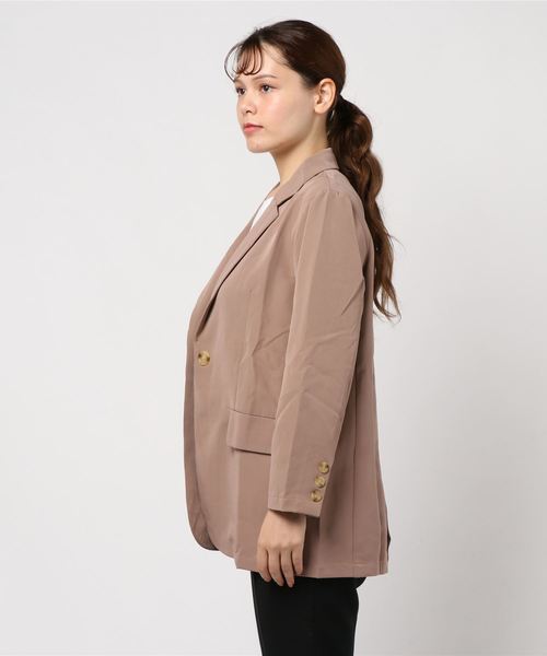KOBE LETTUCE(コウベレタス)の「とろみ素材テーラードゆるジャケット【セットアップOK】(テーラードジャケット・レディース・ブラウン系その他/ベージュ系その他/ブルー系その他/ピンク系その他/オリーブ/アイボリー/ネイビー・FREE)」の8枚目の写真