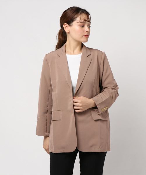 KOBE LETTUCE(コウベレタス)の「とろみ素材テーラードゆるジャケット【セットアップOK】(テーラードジャケット・レディース・ブラウン系その他/ベージュ系その他/ブルー系その他/ピンク系その他/オリーブ/アイボリー/ネイビー・FREE)」の11枚目の写真
