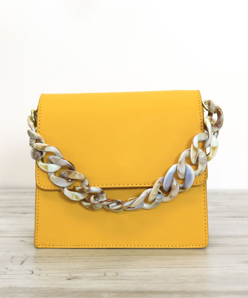 florist（フローリスト）の「【2way】スクエアフラップビッグチェーンミニショルダーバッグ/ハンドバッグ（ショルダーバッグ・レディース・ブラック/パープル/イエロー/グリーン/レオパード・FREE）」の5枚目の写真