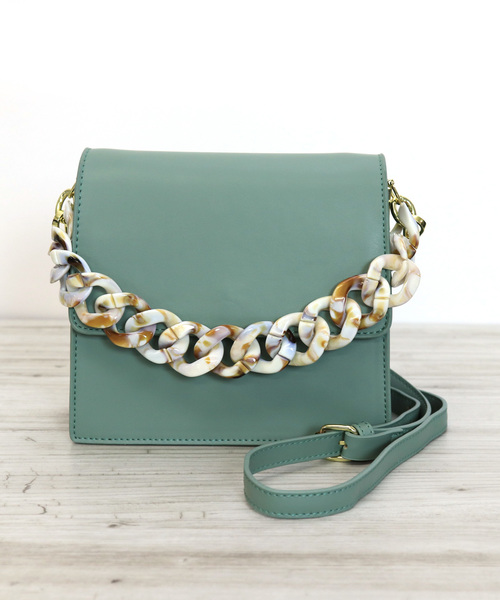 florist（フローリスト）の「【2way】スクエアフラップビッグチェーンミニショルダーバッグ/ハンドバッグ（ショルダーバッグ・レディース・ブラック/パープル/イエロー/グリーン/レオパード・FREE）」の3枚目の写真