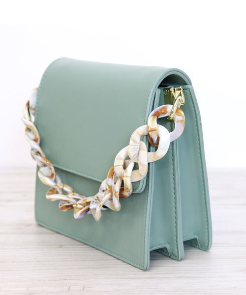 florist（フローリスト）の「【2way】スクエアフラップビッグチェーンミニショルダーバッグ/ハンドバッグ（ショルダーバッグ・レディース・ブラック/パープル/イエロー/グリーン/レオパード・FREE）」の7枚目の写真