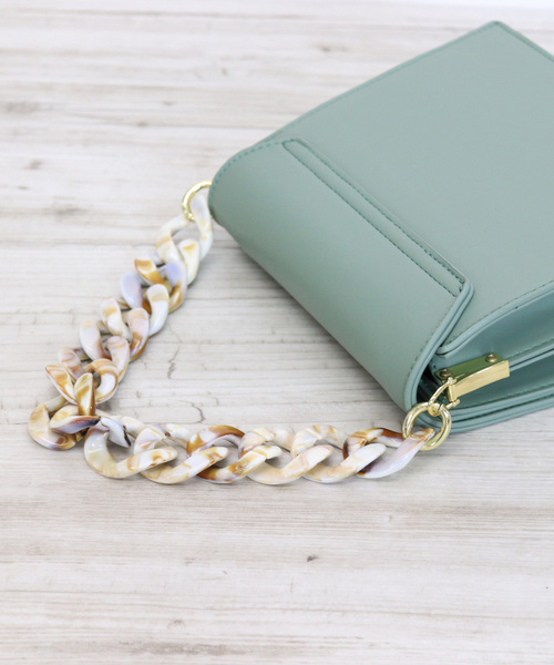 florist（フローリスト）の「【2way】スクエアフラップビッグチェーンミニショルダーバッグ/ハンドバッグ（ショルダーバッグ・レディース・ブラック/パープル/イエロー/グリーン/レオパード・FREE）」の12枚目の写真