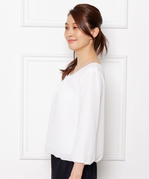 SHOO・LA・RUE（シューラルー）の「【洗える】ビジュー付きブラウス（シャツ/ブラウス・レディース・ライトグレー/ダークネイビー/ホワイト系/ホワイト系その他/ライトグレー系/ネイビー系6・01/02/03/04/05/06）」の8枚目の写真