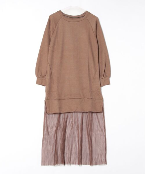 STYLEBLOCK（スタイルブロック）の「サカリバチュールプリーツドッキングワンピース（ワンピース・レディース・ブラック/ベージュ/ブラウン/アイボリー・M）」の2枚目の写真