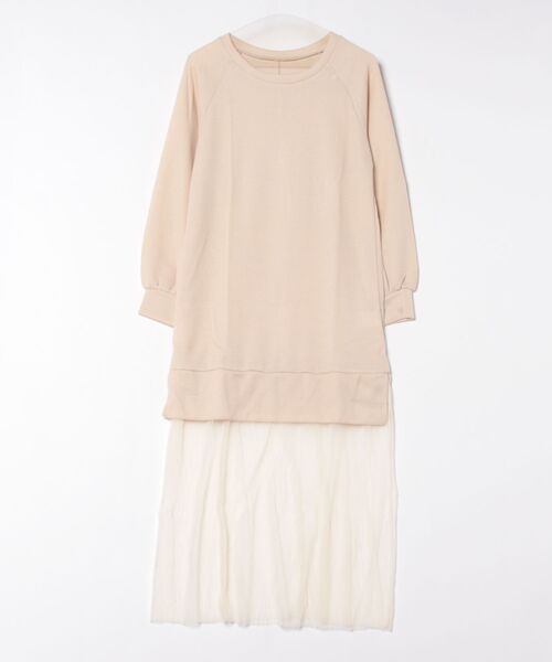 STYLEBLOCK（スタイルブロック）の「サカリバチュールプリーツドッキングワンピース（ワンピース・レディース・ブラック/ベージュ/ブラウン/アイボリー・M）」の3枚目の写真