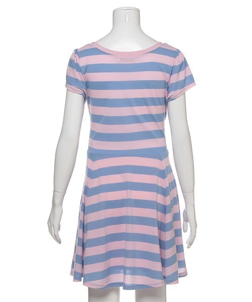 セール ワンピース Piano ワンピース ロゴ刺しゅう太ボーダー半袖ワンピース ワンピース Mezzo Piano Junior メゾピアノ ジュニア のファッション