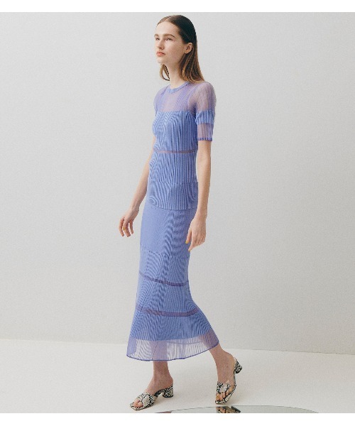 LE CIEL BLEU（ルシェルブルー）の「Transparent Halfsleeve Knit Tops