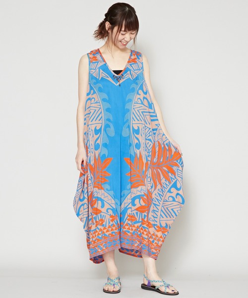 チャイハネ ポリネシアントライバル ノースリーブワンピース ワンピース チャイハネ チャイハネ のファッション ワンピース ドレス Yul ポリネシアントライバル