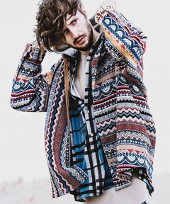 UNISEX》Airy Mohair Crazy Stripe Prime-Over Crew Neck Knit