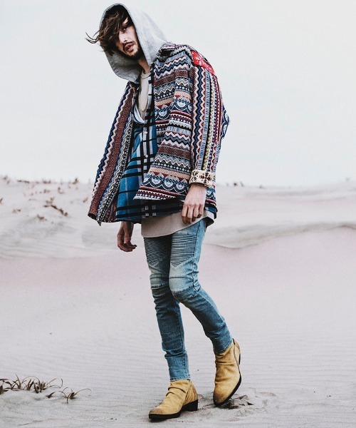 NO ID.（ノーアイディ）の「ms4367-クレイジー切替ＢＩＧゴブランＳＨ シャツ（シャツ/ブラウス・メンズ・レッド系その他/ブラック/ネイビー・ONE SIZE）」の5枚目の写真